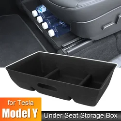 Scatola portaoggetti per Auto custodia Organizer ad alta capacità supporto per cassetto in feltro per Tesla Model Y sotto il sedile scatola nascosta accessori Auto