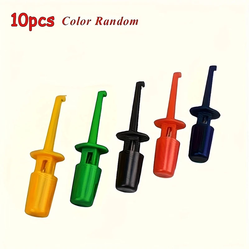 10Pcs Mini Single Test Hook Clip Test Probe For Electronic Testing IC Grabber Small Size Round Crocodile Clip Hook Test Clip