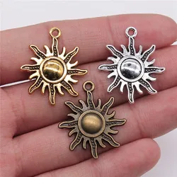 10pcs 28x25mm 3 Colors Antique Gold Color Antique Silver Color Antique Bronze Sun Charms Sun Pendant Charms For Jewelry Making