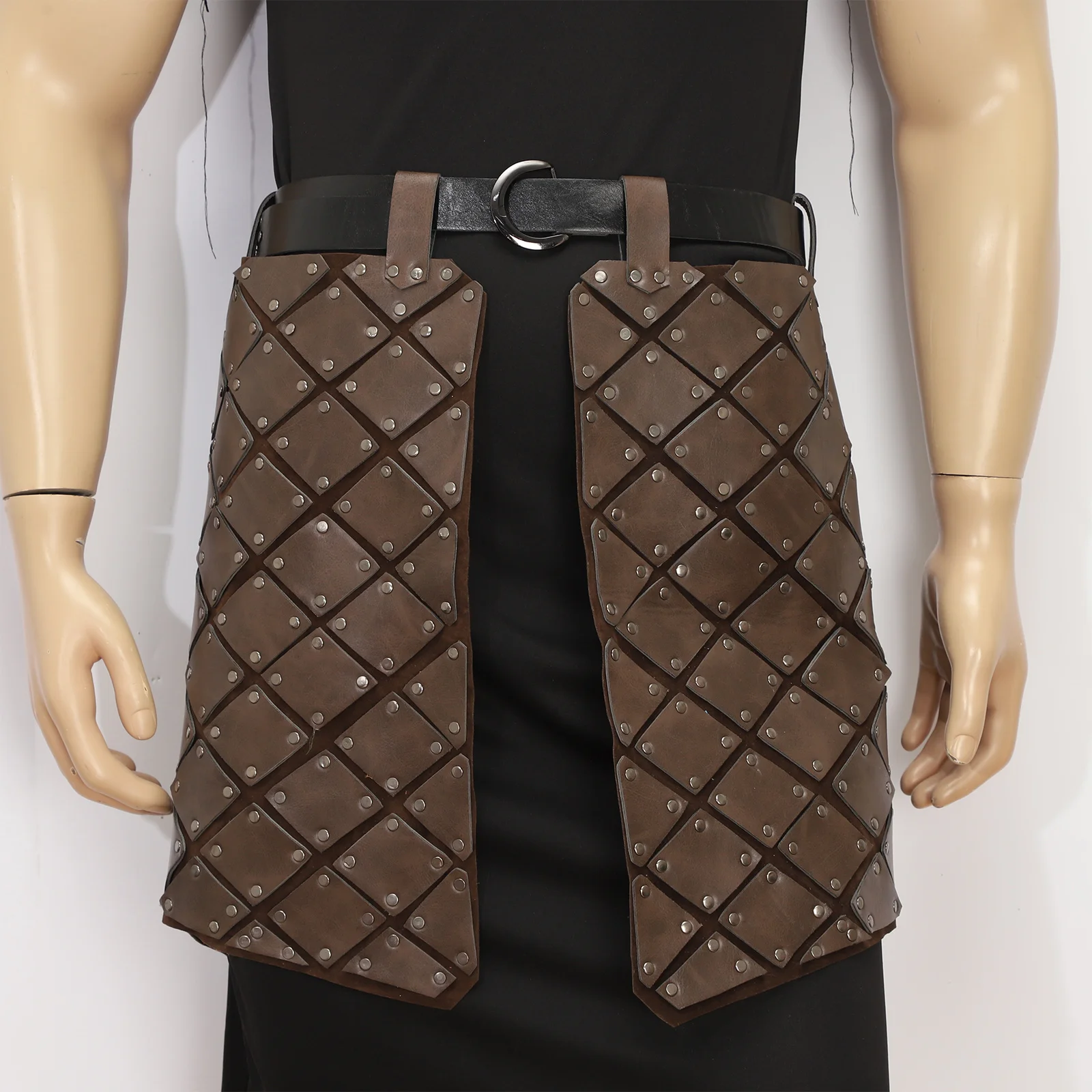 Medieval Retro Armor Double Sides Faux Leather Thigh Waist Armor with Belt for Cosplay Stage Performance Role Play
