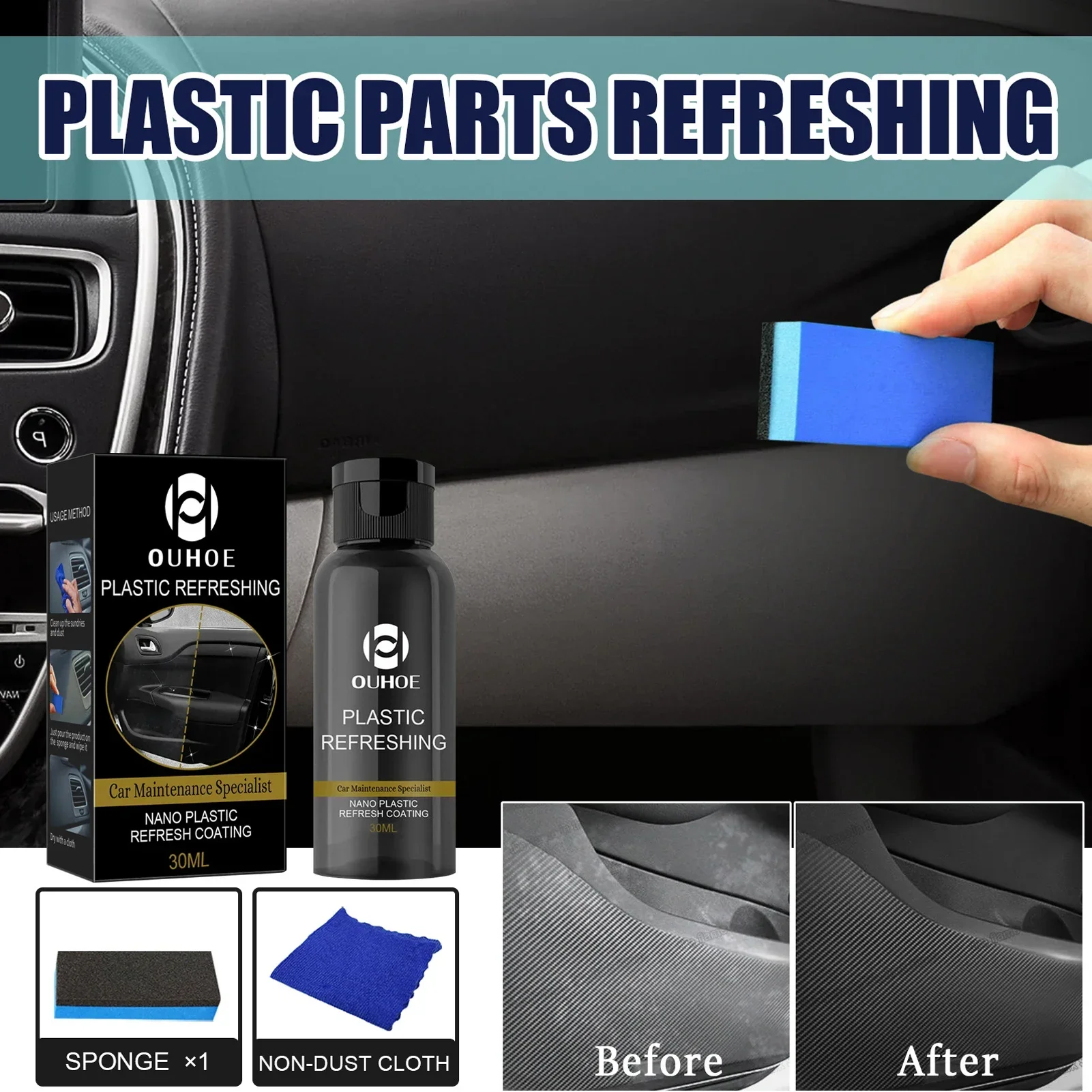 30ml Plastics Refreshing Coating Agent Car Refurbishment Cleaning Agent Plastics Parts Refurbish Agent Car Exterior