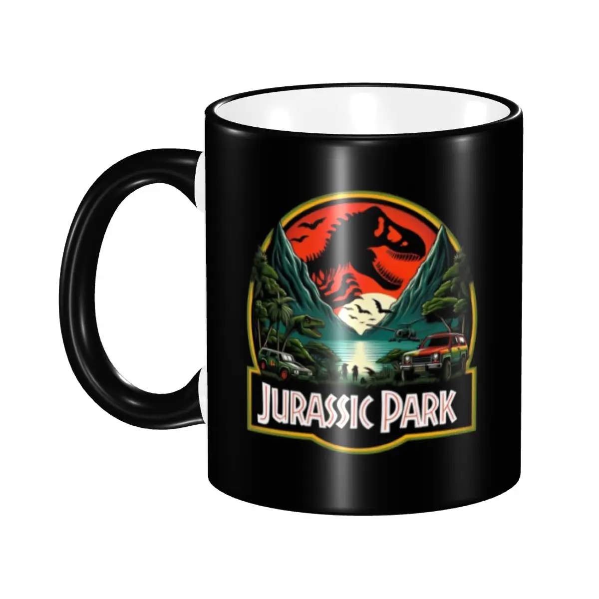 Taza de Café Personalizada de Jurassic Park, Taza de Cerámica para Té y Leche con Diseño de Dinosaurios de Películas de Fantasía