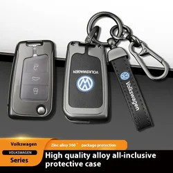 For Volkswagen VW Tiguan MK2 Golf 7 MK7 T-Cross T-ROC Polo Touran Car TPU Zinc Alloy Key Case Bag Car Key Chain Metal Key Shell