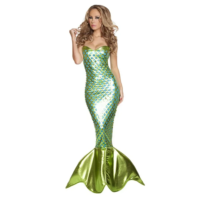 Costume de Princesse Sirène Sexy Ariel pour Femme Adulte, Robe de Barrage d'Halloween, Cosplay à Paillettes, Masque Tim ade