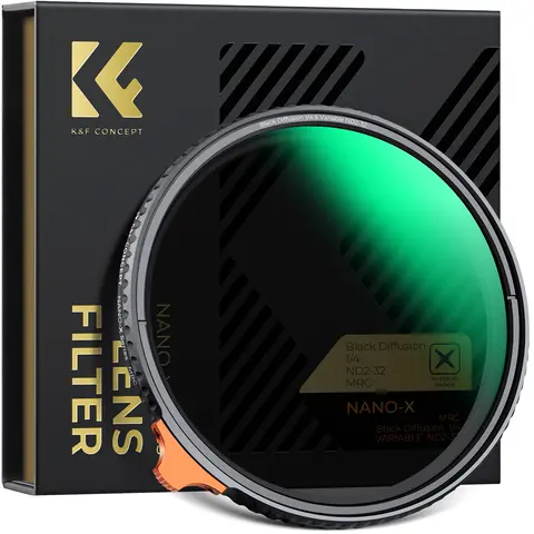 K&F CONCEPT ND2-ND32 1/4 Lente filtro per fotocamera a diffusione nera Variabile 2 in 1 Filtro ND Video 49mm 52mm 58mm 62mm 67mm 77mm 82mm