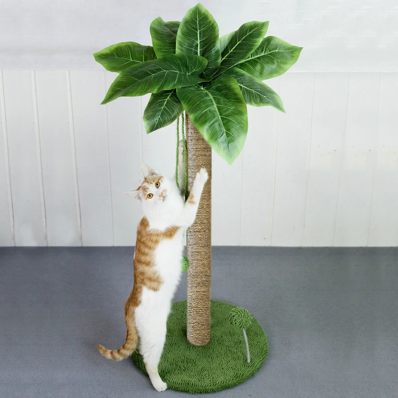 Arbre à Gratter pour Chat de 24 Pouces de Haut avec Corde en Sisal de Qualité Supérieure, Deux Jouets Interactifs de Balles à Ressort Ikand