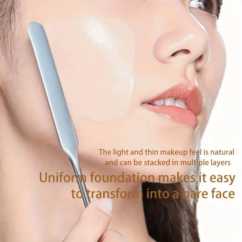 Make-up-Palette mit Pinsel zum Mischen von Foundation, aus Edelstahl, für Foundation, Lippenstift und Lidschatten, mit Spatel, Make-up-Werkzeug. – Detail 3