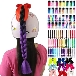24 inches High Quality Helmet Braids Jumbo Wigs Braids Hair Ponytail For Motorcycle Cycling Skiing Helmet Decor Woman Child Wigs