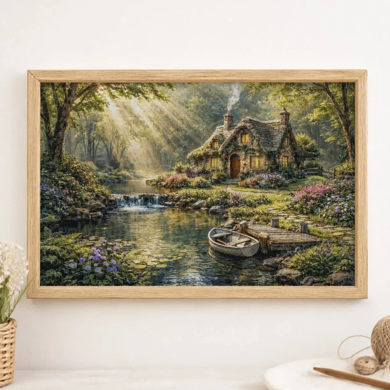 Stamped Cross Stitch Kit 11/14/16/18CT Printed Canvas Cotton Thread Embroidery Craft Wall Decor[ZZ9106-Secret Fairy Tale Cabin]