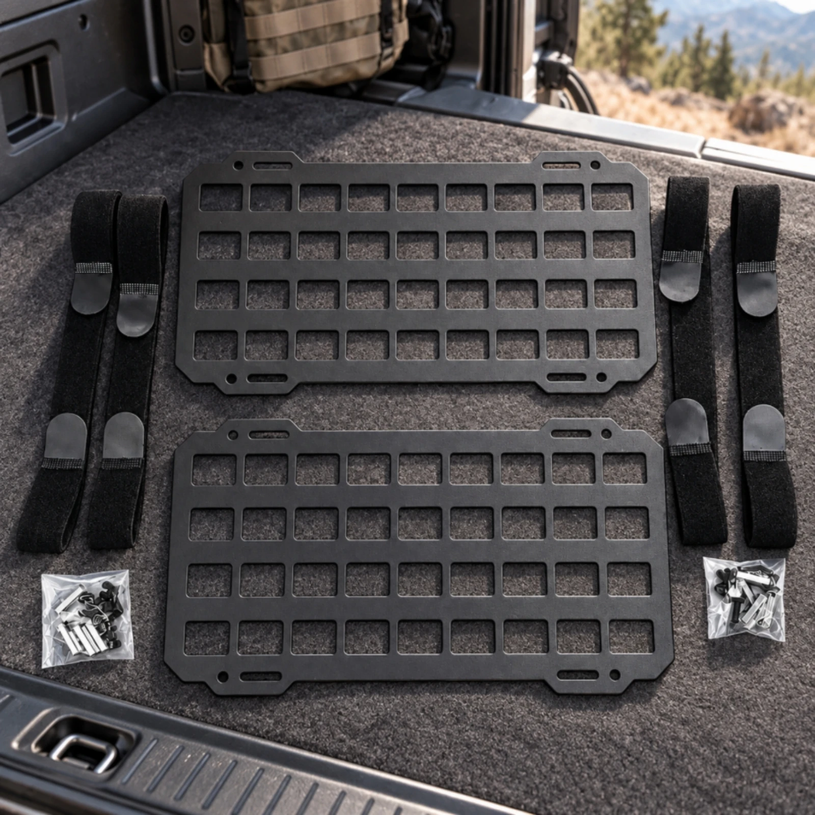 2 Pieces Tail Box Mounting Plates Black Motorcycle Tail-Box Mounting Plates with Straps and Hardware Lightweight Pre-Drilled
