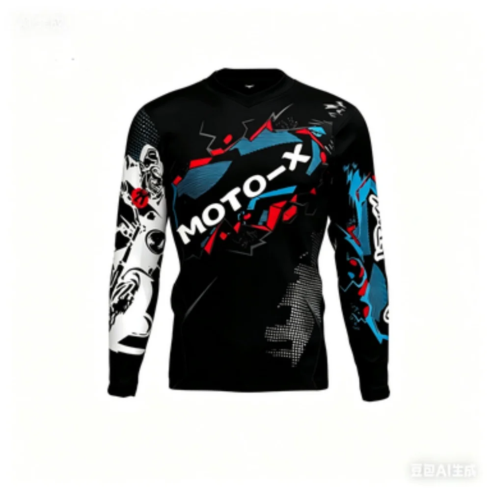 MOTO-X Themed Long-Sleeve Sports Top Breathable Comfortable for Cycling Training Fitness Daily Casual Wear view 2