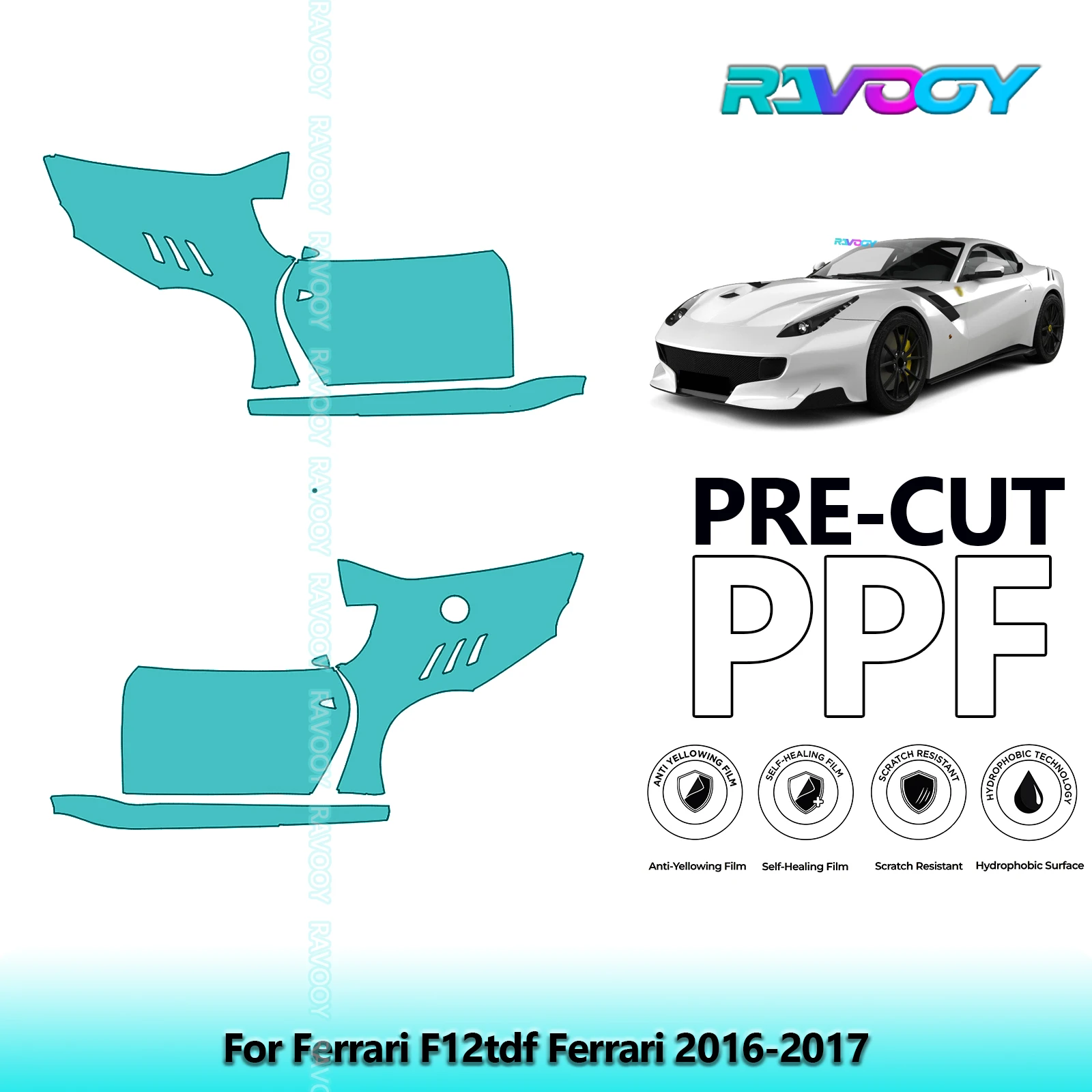 

For Ferrari F12tdf Ferrari 2016-2017 8.5mil Clear Matte Pre-Cut PPF Door & A/B Pillar Kit TPU Paint Protection Film Set