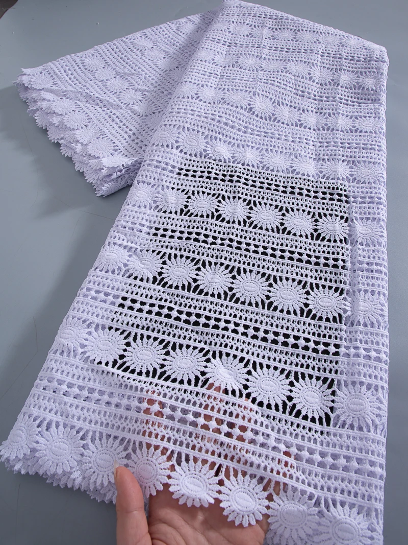Weiße afrikanische Guipure Cord Lace Stoff hochwertige Pailletten nigerian ische wasser lösliche Spitze für Frauen Party kleider nähen ty3768