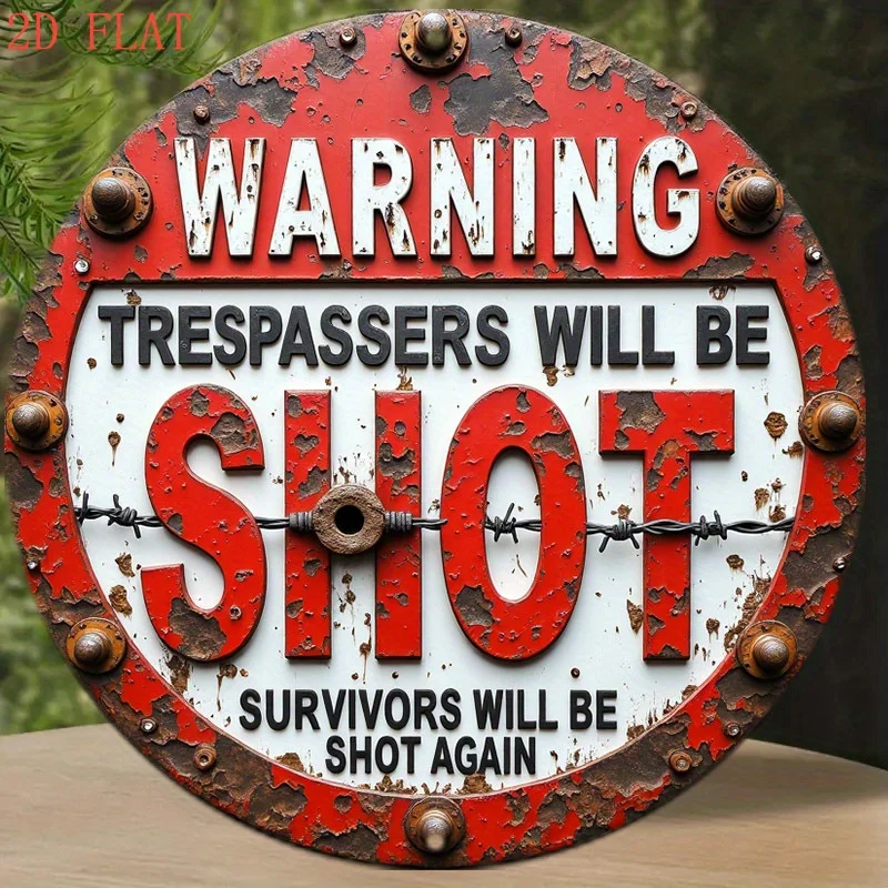 1 Stück lustiges Warnschild – Vintage-Western-Dekoration ohne Verlauf mit „Trespassers Will Shot“, rustikale Bauernhaus-Dekoration