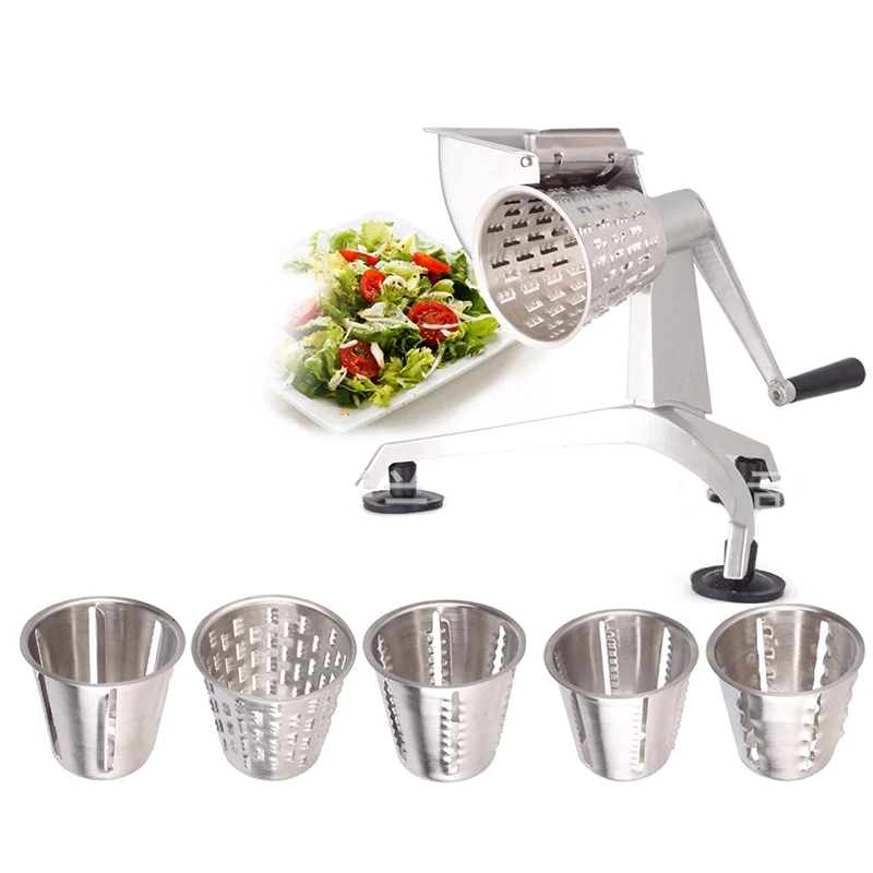#Multi-Function Hand-Crank Salad Maker Stainless Steel Blade Vegetable Cutter for Chopping, Shredding, Slicing, and Dicing