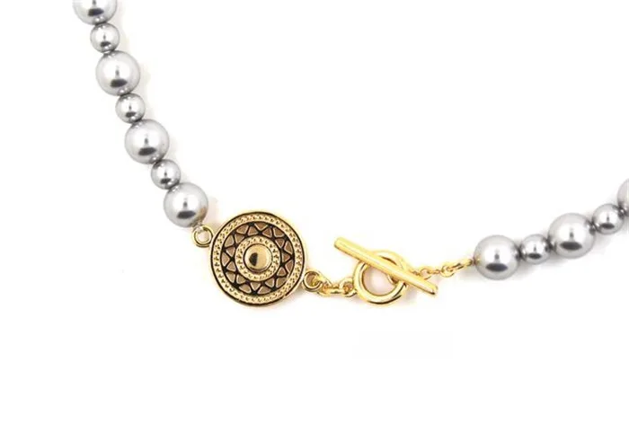 DIY Accessory 14K Gold Wrapped Double-sided Compass Design Small OT Buckle Pearl Jade Necklace Bracelet Buckle Connection Buckle