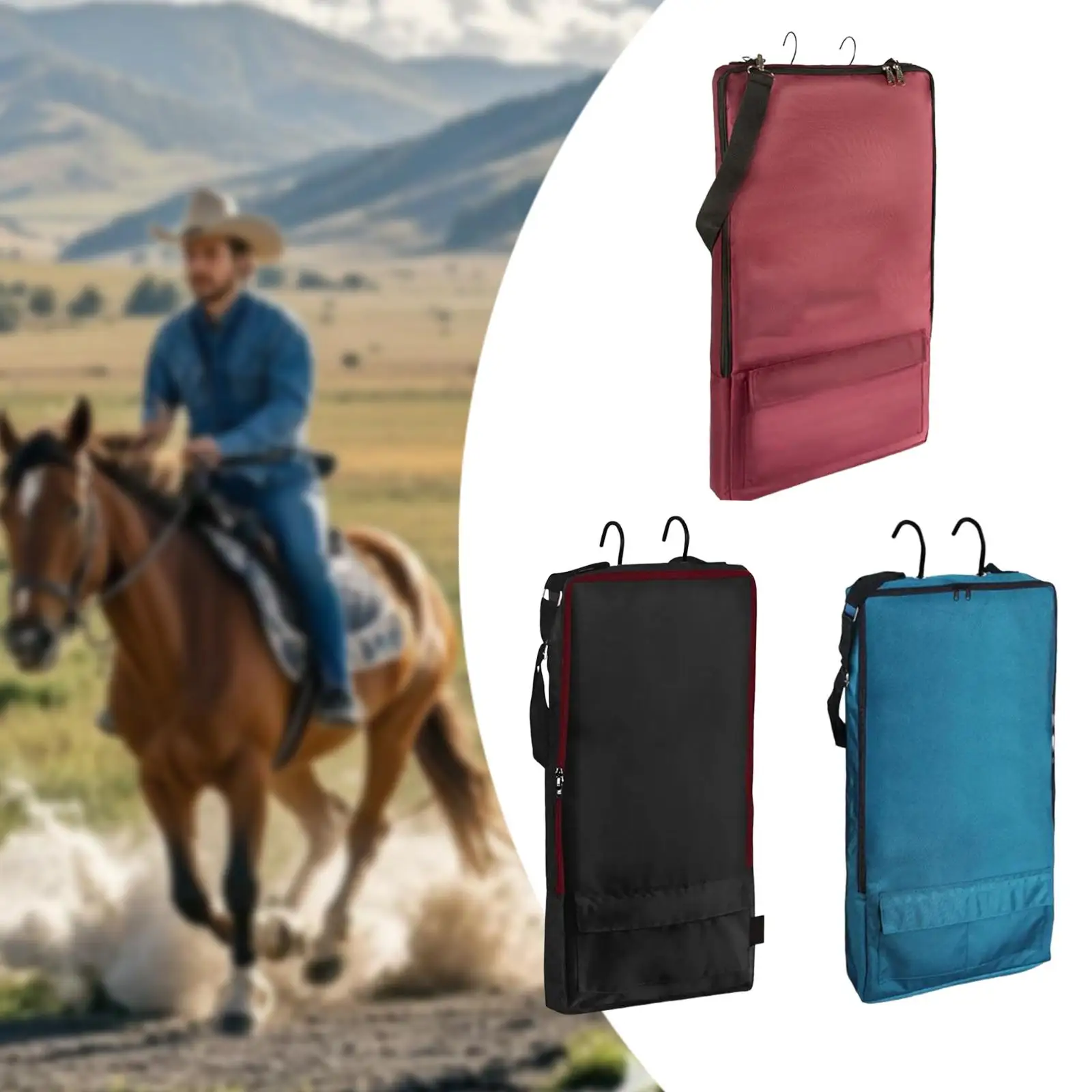 Bridle Bag ,with 3 Prong Tack Rack Spacious Organizer Horse Tack Carry Bag, Horse Bridle Bag, for Harness, Bits, Headstalls