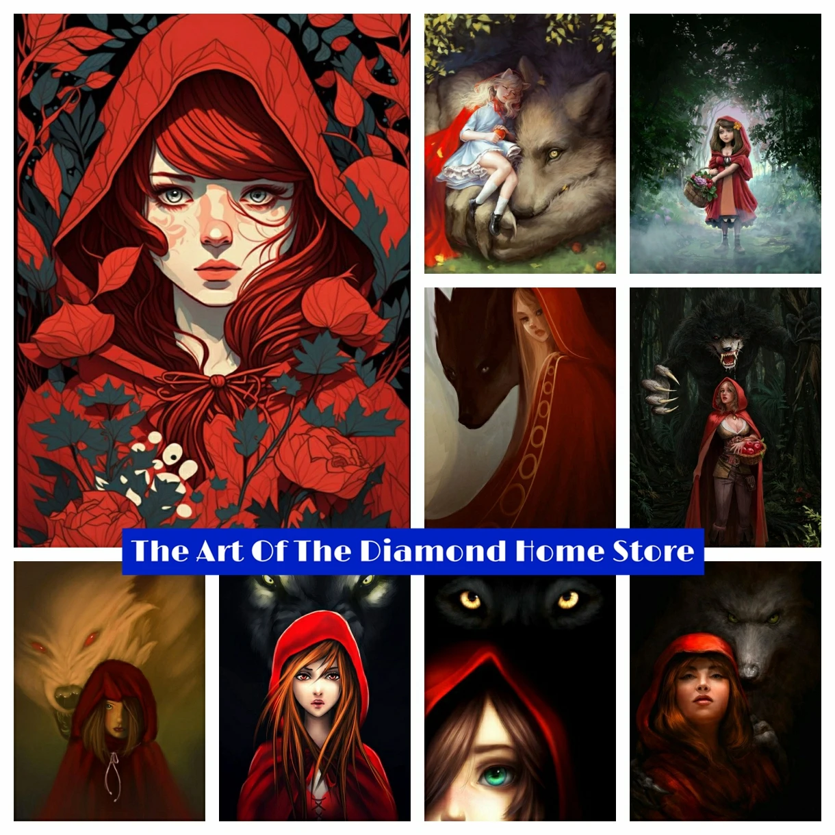 Red Riding Hood Cartoon Girl AB Diamond Painting Embroidery Fairy Tales Present Cross Stitch Mosaic Handmade Home Decor 2023 New