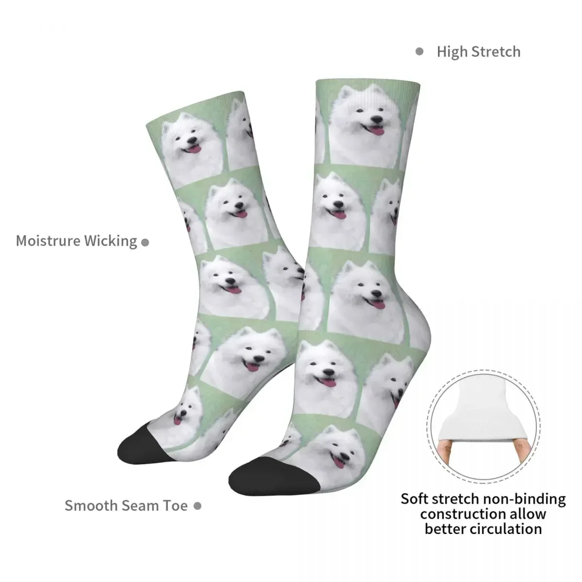 Samoyed Dog Socks Harajuku Super Soft Stockings All Season Long Socks Accessories for Man's Woman's Gifts