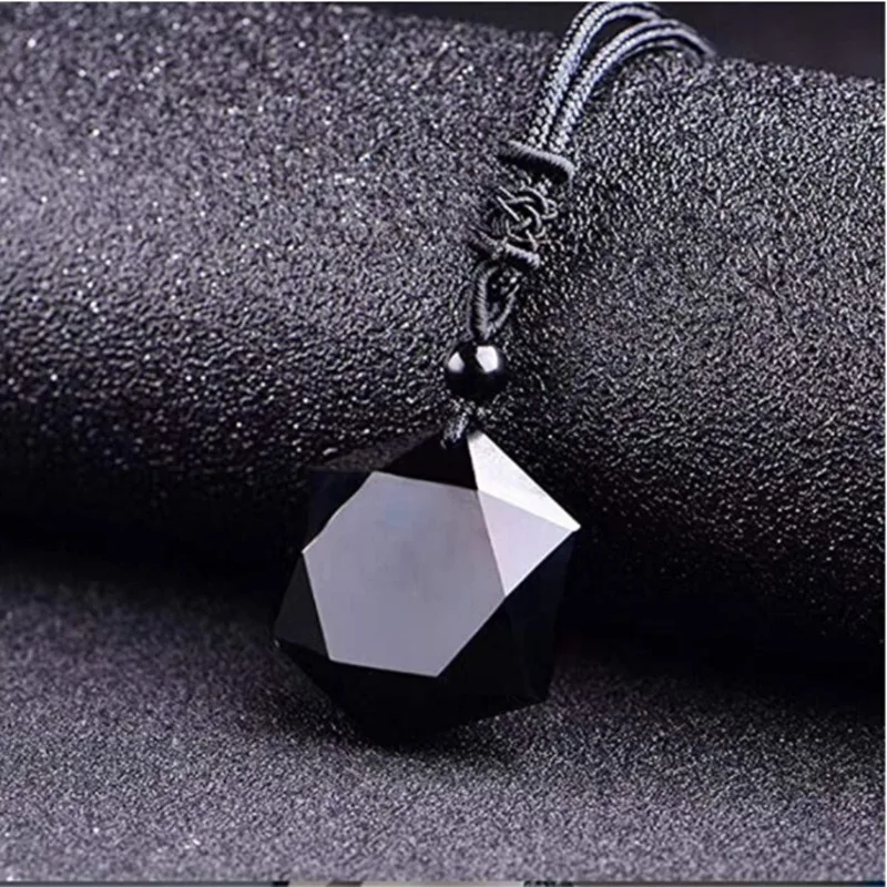 Black Obsidian Hexagram Pendant Necklace For Protection Natural Crystal Lucky Stone Star Amulet Fashion Jewelry For Men Women