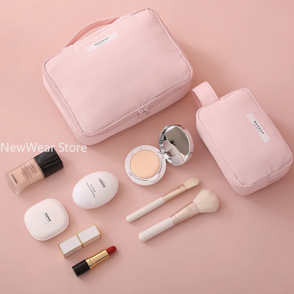 Beautician Cosmetic Bag Travel Make Up Bag Quick Makeup Bag Toiletry Organizer Pink Makeup Pouch Purse Waterproof Handbag