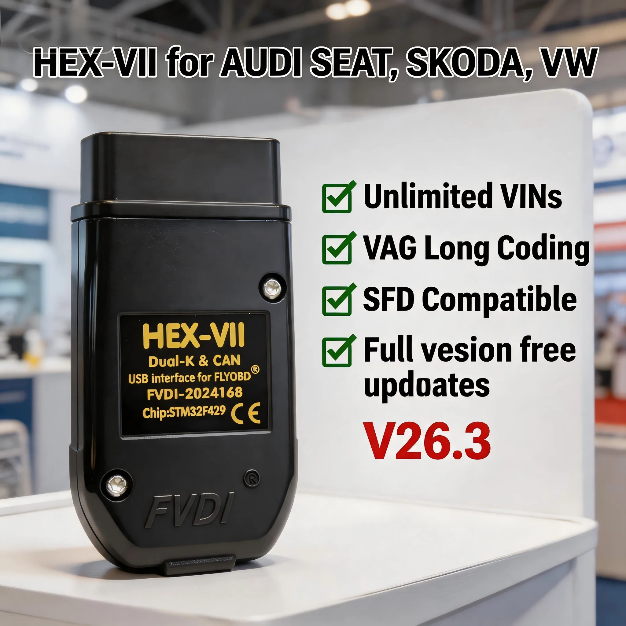 Neuestes HEX VII REAL V2PLUS VCDS-CAN VAG OBD2 Diagnosekabel Mehrsprachige Vollversion VAG-COM Scanner für VW Audi SKODA