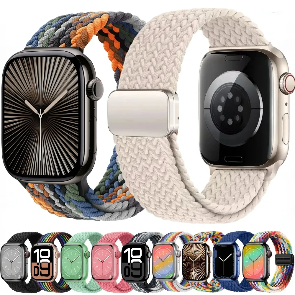 Braided Nylon Strap For Apple watch Band Ultra 2 49mm 44mm 45mm 42mm 46mm 40mm 41mm Bracelet iWatch Series 10 9 8 7 6 3 SE2 Band