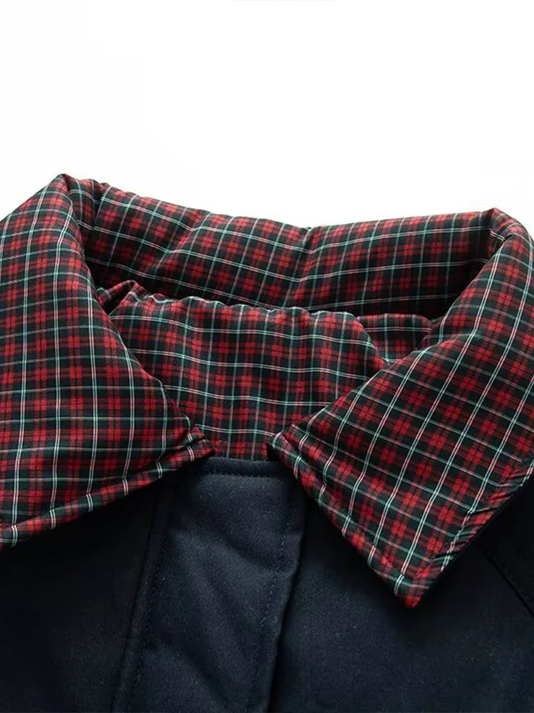 النمط الأوروبي والأمريكي الخريف والشتاء أزياء المرأة الجديدة الرجعية نمط الربط التباين اللون منقوشة سترة طية صدر السترة