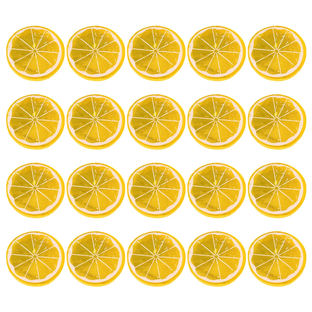 20 Pcs Imitation Lemon Slice Fruits Fake Model Artificial Slices Summer Plastic Simulation Lime