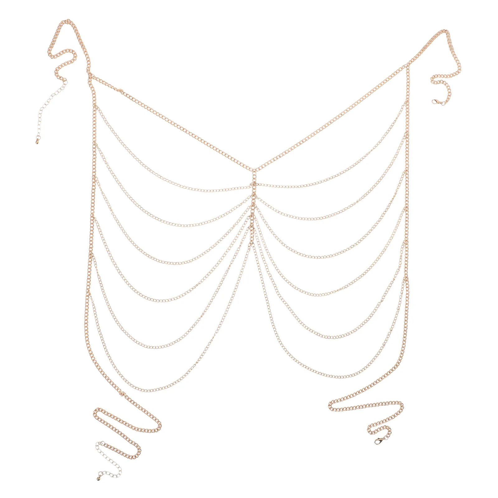 

Women'S Body Jewelry: Multi-Layer Adjustable Chest Chain For Beach Party Summer Wear Sparkly Metal Body Accessory, Layered