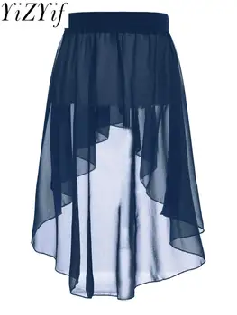 높은 낮은 시폰 발레 댄스 사이드 딥 랩 투투 스커트 볼룸 라틴 살사 탱고 공연 소녀 스튜디오 연습 의상