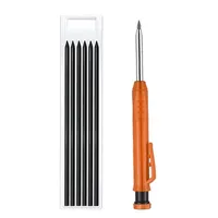 Solid Carpenter Pencil With Built-in Sharpener Set Deep Hole Mechanical Pencil Construction Job Tools Carpentry Marking Scriber