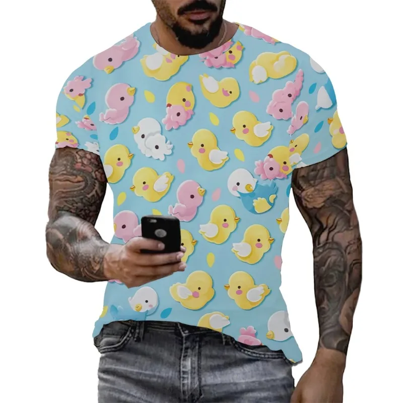 Chicks Ducklings Funny Tshirt 2024 Summer Hawaiian Style Beach Men Women Fashion Casual T shirts Street O-Neck 3D Printed Tees