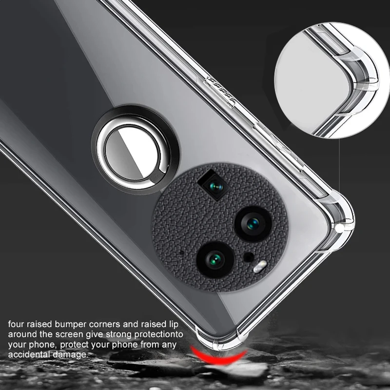 Ring Stand Case For OPPO Find X6 X5 X3 X2 Pro Lite X3 NEO X2 Neo Holder Bracket Shockproof Transparent Soft Phone Back Cover