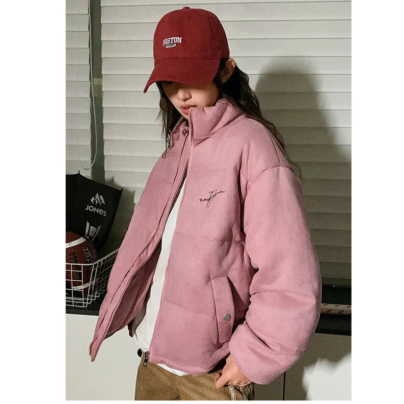 Pink Down Jacket Women Coat Keep Warm Thickening Stand Collar American Style Y2K Duck Down Feather Female Winter Short Outwear