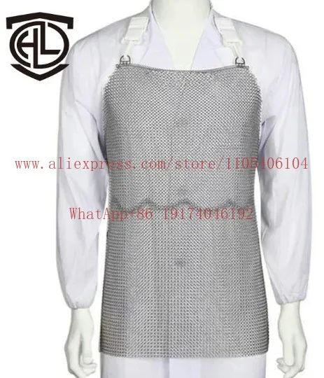 304 Stainless Steel Cut-Resistant Heavy Duty Chainmail Apron for Butcher Anti-Cutting Protective Apron for Knife Meat Work