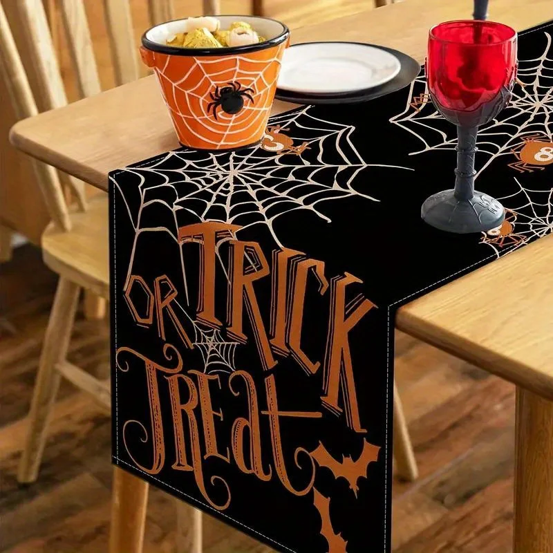 Halloween Spider Shadow Print Table Runner, Practical & Durable, Festive Atmosphere Table Runner