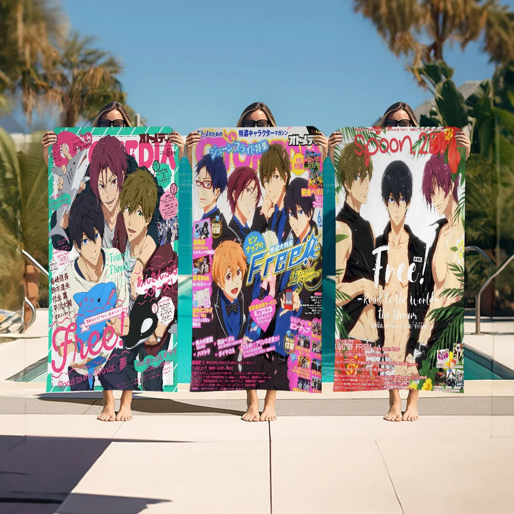 

Free Anime Beach Towel Cartoon Cute Summer Kids Large Bath Pool Beach Towel Microfiber Absorbent for Swimming Travel