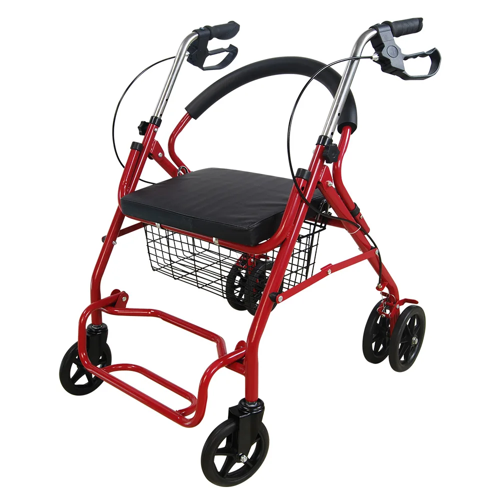 Medical Light Weight Foldable Steel Frame Mobility Wheel Chair Shopping Cart Walker Walking Aids Rollator for Disabled Elderly