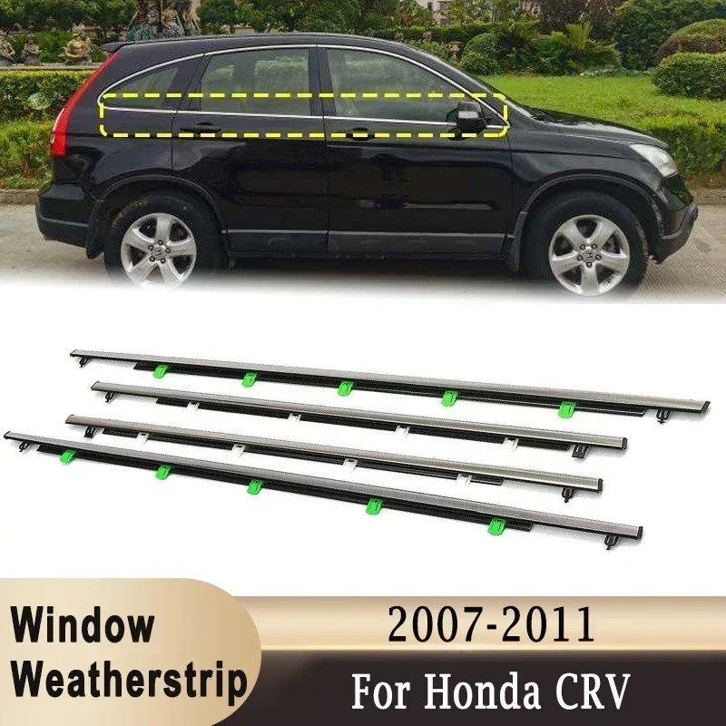 Car Window Weatherstrips For Honda CRV CR-V 2007-2011 Rubber Chrome Door Moulding Trim Belt Outer Window Glass Sealing Belts