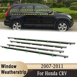 Burlete de goma cromado para ventana, moldura de puerta para Honda CRV CR-V, 2007-2011, cinturones de sellado de vidrio para ventana exterior