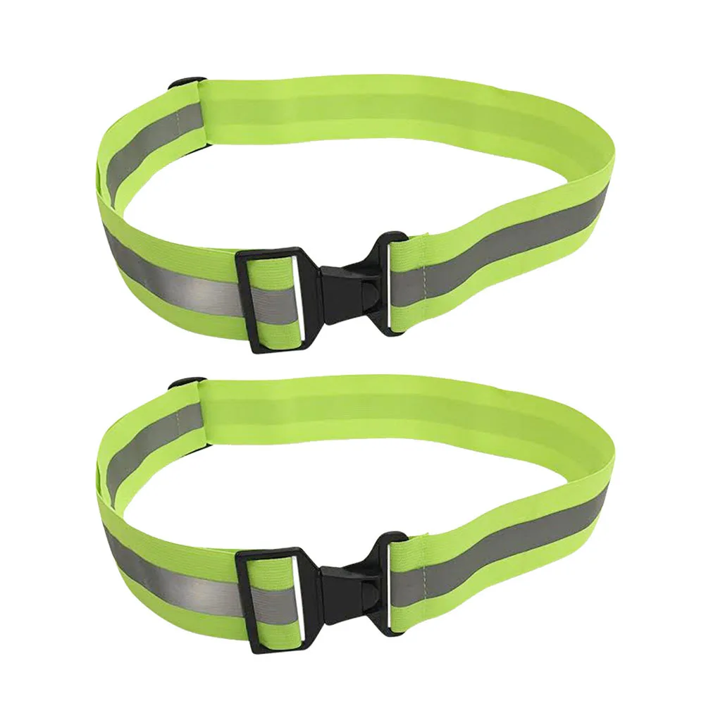 2Pcs Reflective Waist Belt Elastic Adjustable High Visibility Safety Band for Running Cycling Walking Night Outdoor Use