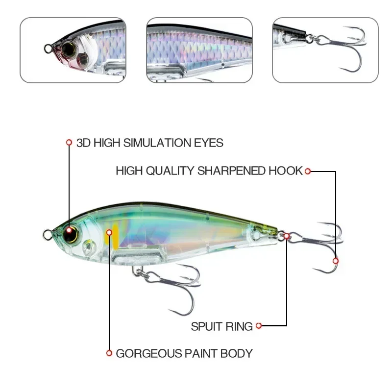 70mm 7.8g 3D Inshore Twitch Bait Lures Saltwater Trout Fishing Freshwater Long-range Bait Pencil Pesca Wobblers Carp Fishing