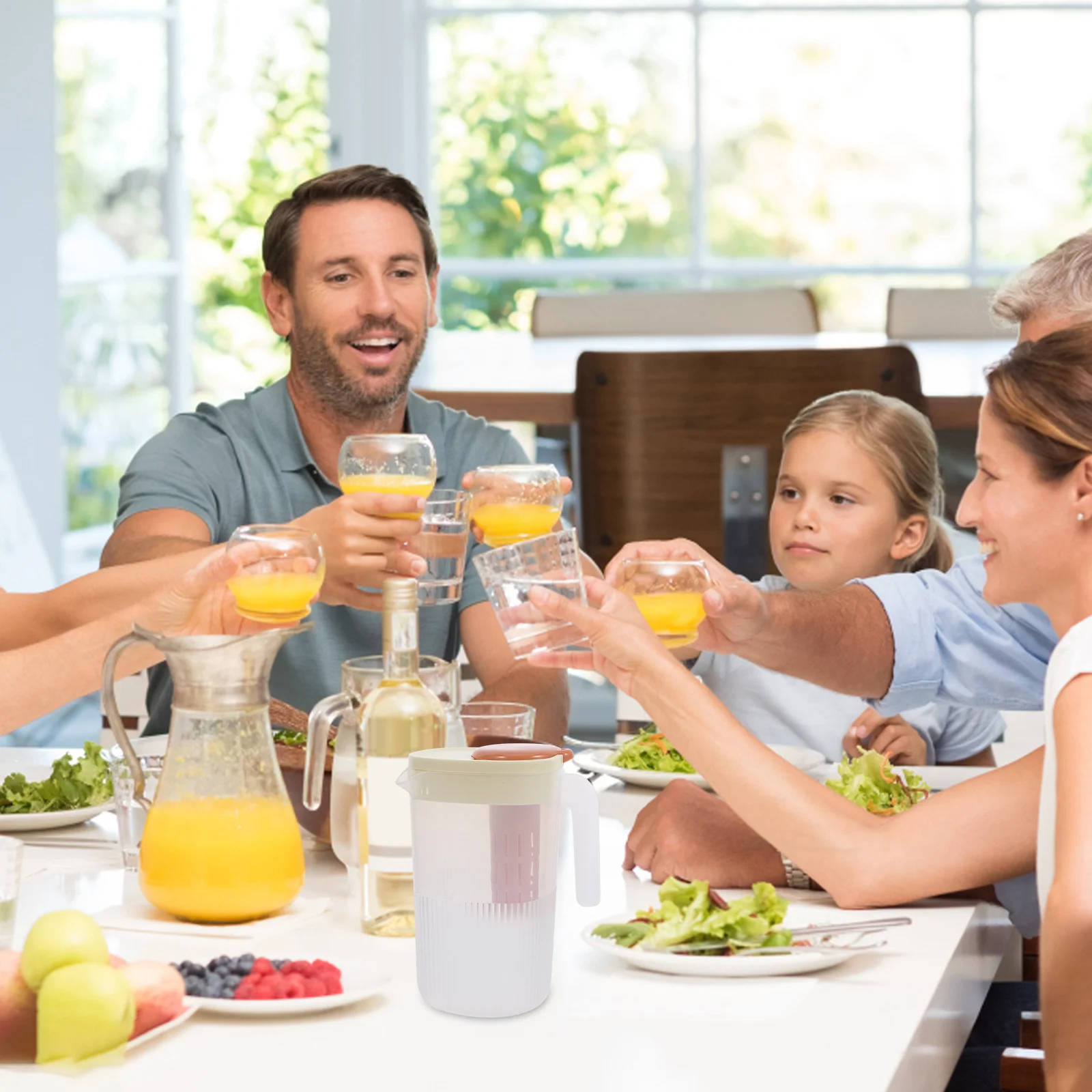 

Large Capacity Cold Water Pitcher Plastic 2200Ml Lid Spout Fridge Door for Iced Tea Lemonade Juice Infused Water