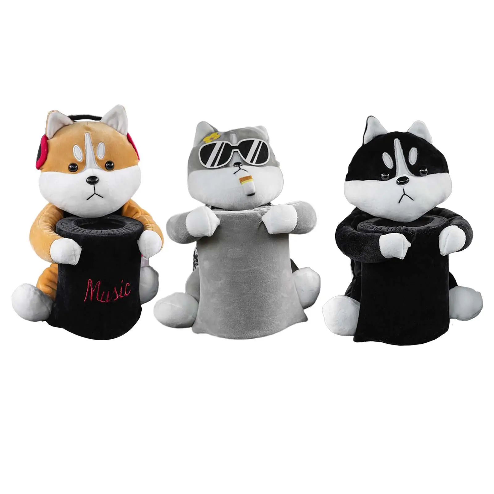 Cute Plush Car Tissue Box Napkin Box Trash Can Multifunctional Tissue Holder