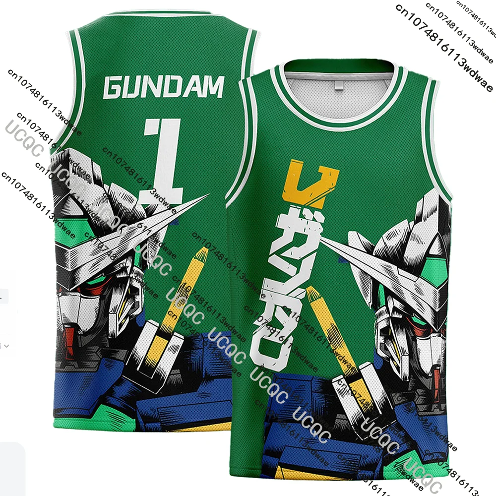 حار بيع 2025 Gundam أنيمي تانك القمم رجل Gundam نموذج تأثيري ثلاثية الأبعاد طباعة التدريب عادية تنفس الرياضة طفل كرة السلة سترة