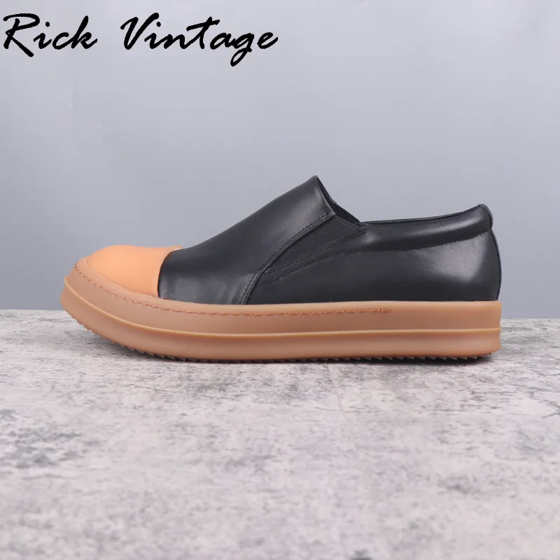 Rick Vintage Real Leather Loafers Low Tops Women's Shoes Platform Walking Shoes Brand Sneakers Men's Fashion Plus Size