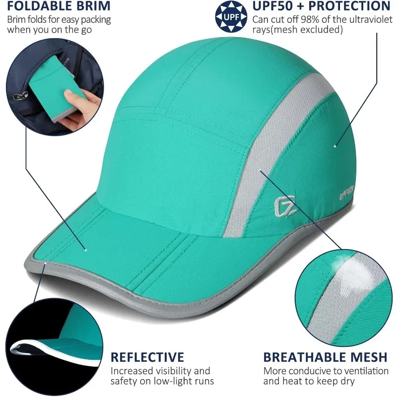 GADIEMKENSD UPF50+ Folding Outdoor Hat Quick Drying Waterproof Sun Hat Men Adjustable Golf Baseball Cap For Snapback Visors