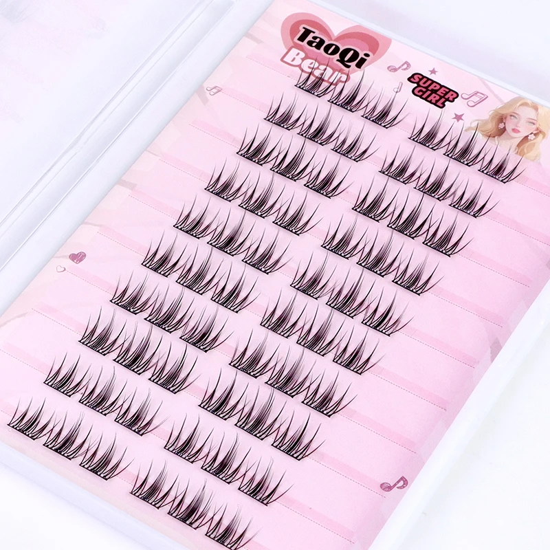 60個のグルーフリー自己接着式高ボリュームナチュラルセクショナルクラスターつけまつげ、絶妙なシングルクラスター