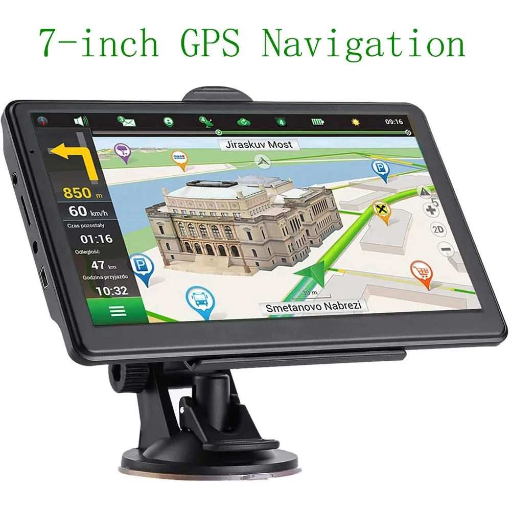 2024 New Europe Car GPS Navigation 7 Inch Touch Screen GPS Navigator Truck Sunshade Sat Nav 256M+8G Map GPS Navigators